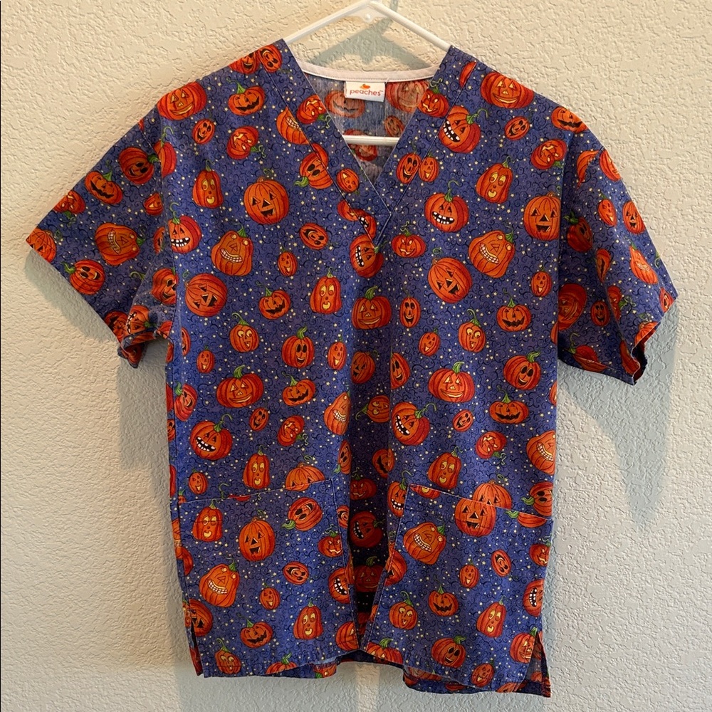 Peaches Uniforms Pumpkin Print Kids Costume Top